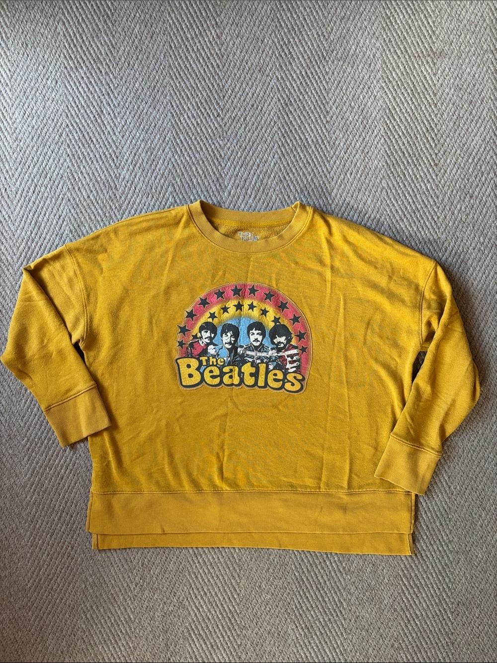 Oversized upcycled Yellow Beatles Graphic Sweatshirt - women’s plus Crewneck